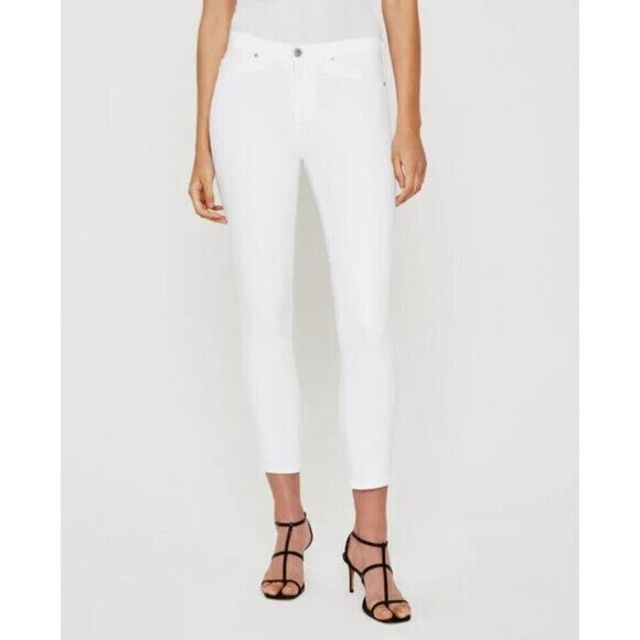 AG Adriano Goldschmied Women's Size US28 White Prima Crop Cigarette Leg Jeans - Picture 3 of 13